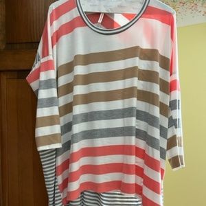 Striped Oversized Long Sleeve Tunic Tee Size S